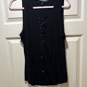 White House Black Market Black Lace-Up Tank Top